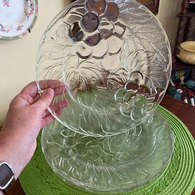 Vintage Clear Glass Grape Pattern Plates by Kig Malaysia Set 4