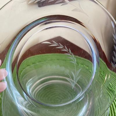 Vintage Clear Glass Salad Plates with Etched Wheat Pattern Set 1