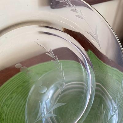 Vintage Clear Glass Salad Plates with Etched Wheat Pattern Set 1