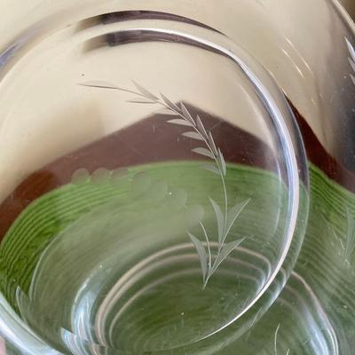 Vintage Clear Glass Salad Plates with Etched Wheat Pattern Set 1