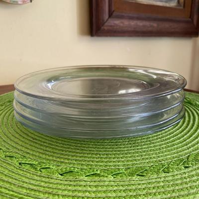 Vintage Clear Glass Salad Plates with Etched Wheat Pattern Set 1
