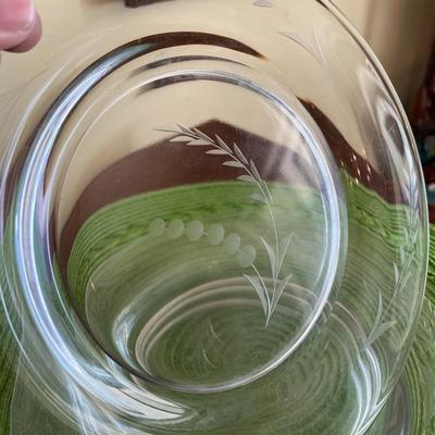 Vintage Clear Glass Salad Plates with Etched Wheat Pattern Set 3