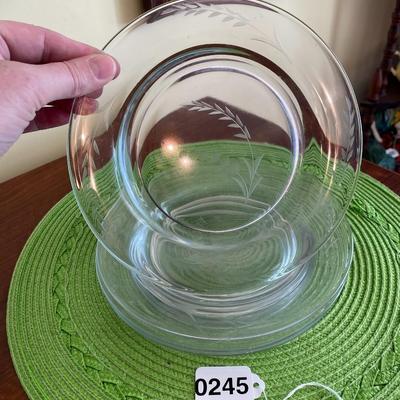 Vintage Clear Glass Salad Plates with Etched Wheat Pattern Set 3