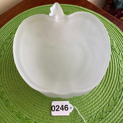 Vintage Frosted Glass Apple Bowl Set 1