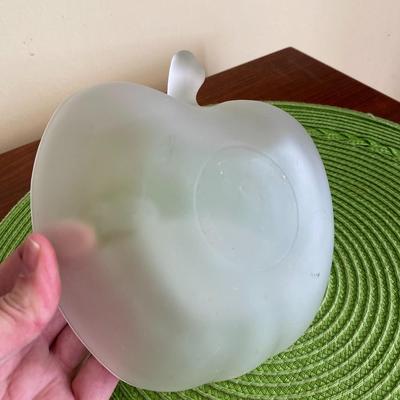 Vintage Frosted Glass Apple Bowl Set 1