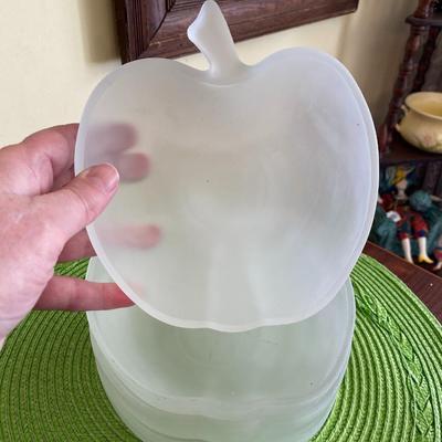 Vintage Frosted Glass Apple Bowl Set 1