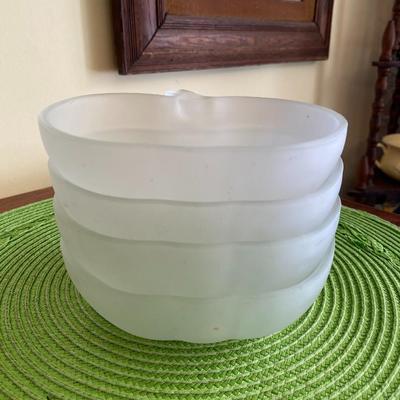 Vintage Frosted Glass Apple Bowl Set 1