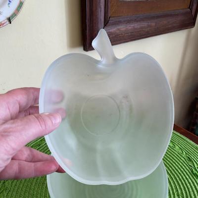 Vintage Frosted Glass Apple Bowl Set 2
