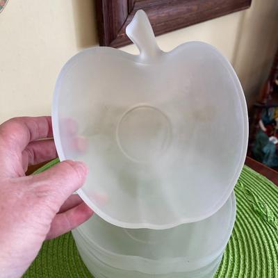Vintage Frosted Glass Apple Bowl Set 2