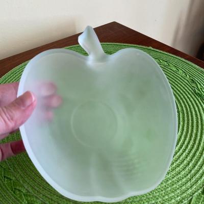 Vintage Frosted Glass Apple Bowl Set 2