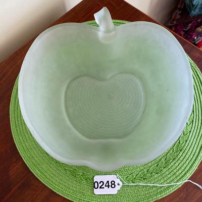 Vintage Large Frosted Glass Apple Serving Bowl
