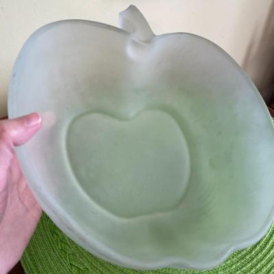 Vintage Large Frosted Glass Apple Serving Bowl