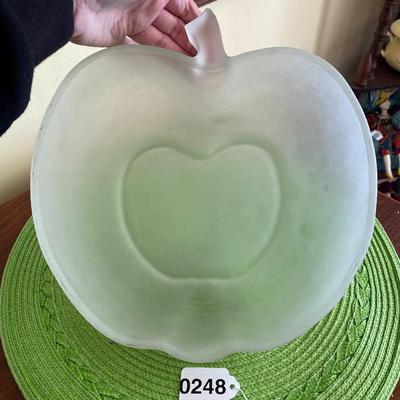 Vintage Large Frosted Glass Apple Serving Bowl