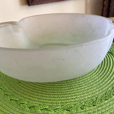 Vintage Large Frosted Glass Apple Serving Bowl