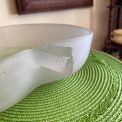 Vintage Large Frosted Glass Apple Serving Bowl