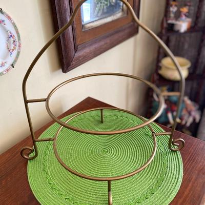 Vintage Metal 2 Tier Cake / Dessert Stand