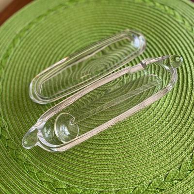 Too Cute Clear Glass Hot Dog Condiment Lidded Dish and Spoon 