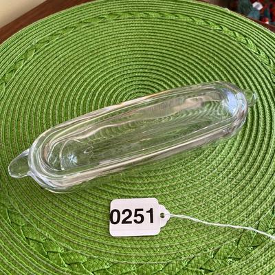 Too Cute Clear Glass Hot Dog Condiment Lidded Dish and Spoon 