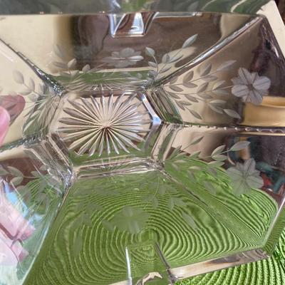 Beautiful Repurposed Heisey Crystal Etched Brides Basket