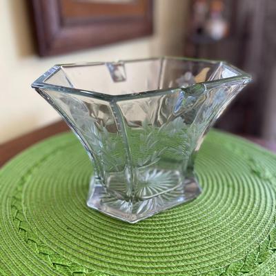 Beautiful Repurposed Heisey Crystal Etched Brides Basket