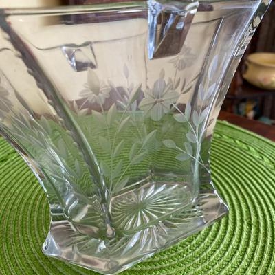 Beautiful Repurposed Heisey Crystal Etched Brides Basket