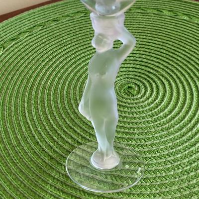Art Nouveau Frosted Nude Female Stem Cordial Glass by Bayel France 
