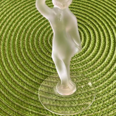 Art Nouveau Frosted Nude Female Stem Cordial Glass by Bayel France 