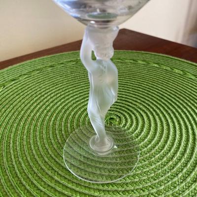 Art Nouveau Frosted Nude Female Stem Wine Glass by Bayel France