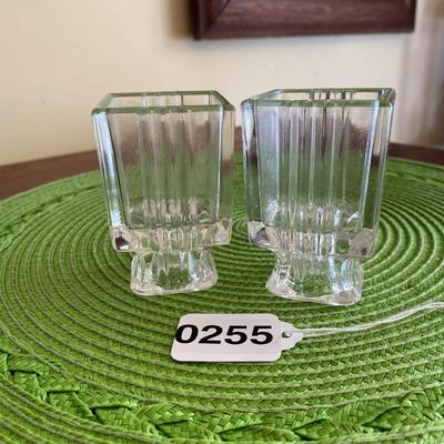 Art Deco Pressed Ribbed Candle Holder Dual Use! Set 1