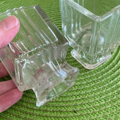 Art Deco Pressed Ribbed Candle Holder Dual Use! Set 2