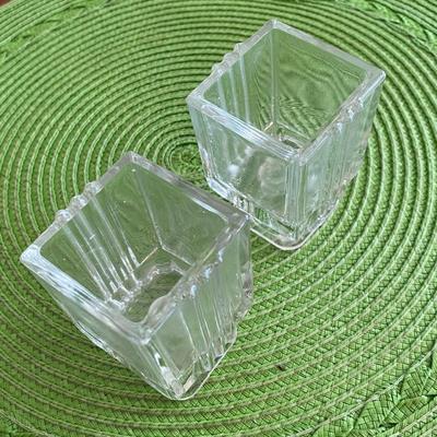 Art Deco Pressed Ribbed Candle Holder Dual Use! Set 2