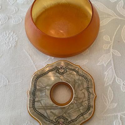 Antique Celluoid / Bakelite Amber and Green Hair Receiver