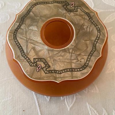 Antique Celluoid / Bakelite Amber and Green Hair Receiver