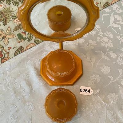 Victorian Celluloid / Bakelite 3 Piece Vanity Set