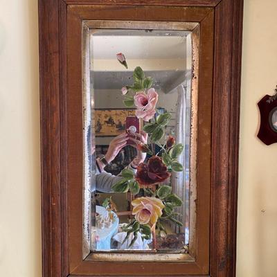 Antique Vintage Folkart Painted Mirror Wall Art