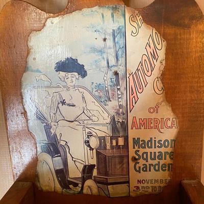 Wooden Wall Art with Vintage Automotive Advertisment 