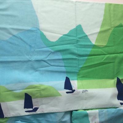 1130 Vintage MCM VERA Sailboat Sheets Twin