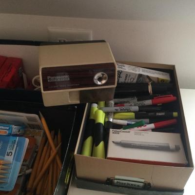 1132 Office Supply Lot Sharpies Pencils Clips Vintage Pencil Sharpener