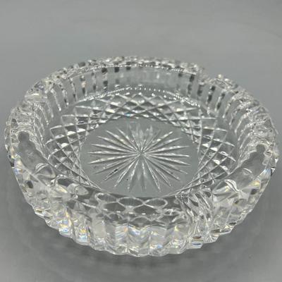 Vintage Crystal Glass Diamond Pattern Mid Century Cigarette Ashtray