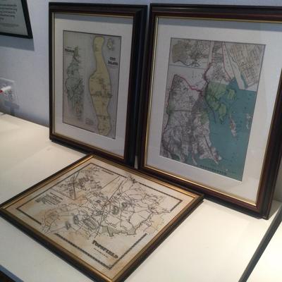 1166 New York Pelham City Island Framed Map Lot