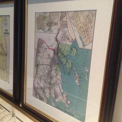 1166 New York Pelham City Island Framed Map Lot