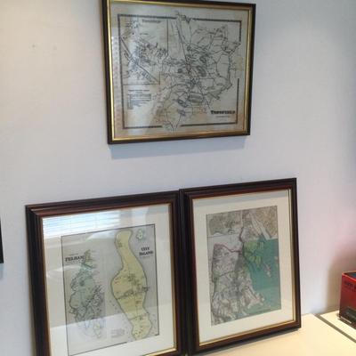 1166 New York Pelham City Island Framed Map Lot