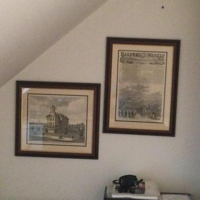 1172 Long Branch & Harpers Weekly Framed Art Lot