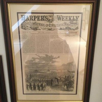 1172 Long Branch & Harpers Weekly Framed Art Lot
