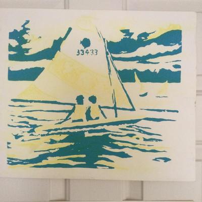 1179 Sailboat Artisan Made Block Print Lot of 3