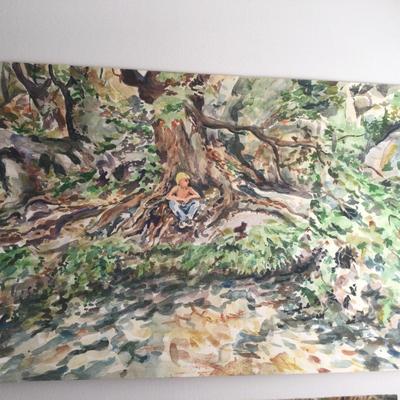 1180 Watercolor Landscape Tree Art by Local Artist