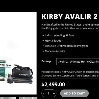 Kirby Avalir 2 Multi-Surface Shampoo System (only one year old)