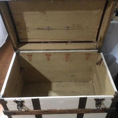 1187 Antique Flat Top Travel Trunk