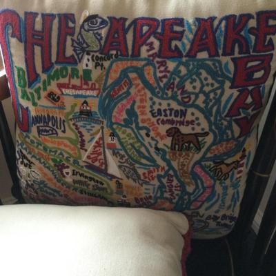 1189 Chesapeake Bay Cat Studio Map Pillow & Woven L.L. Bean Pillow