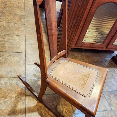 Small Antique Rocker with Leather Seat